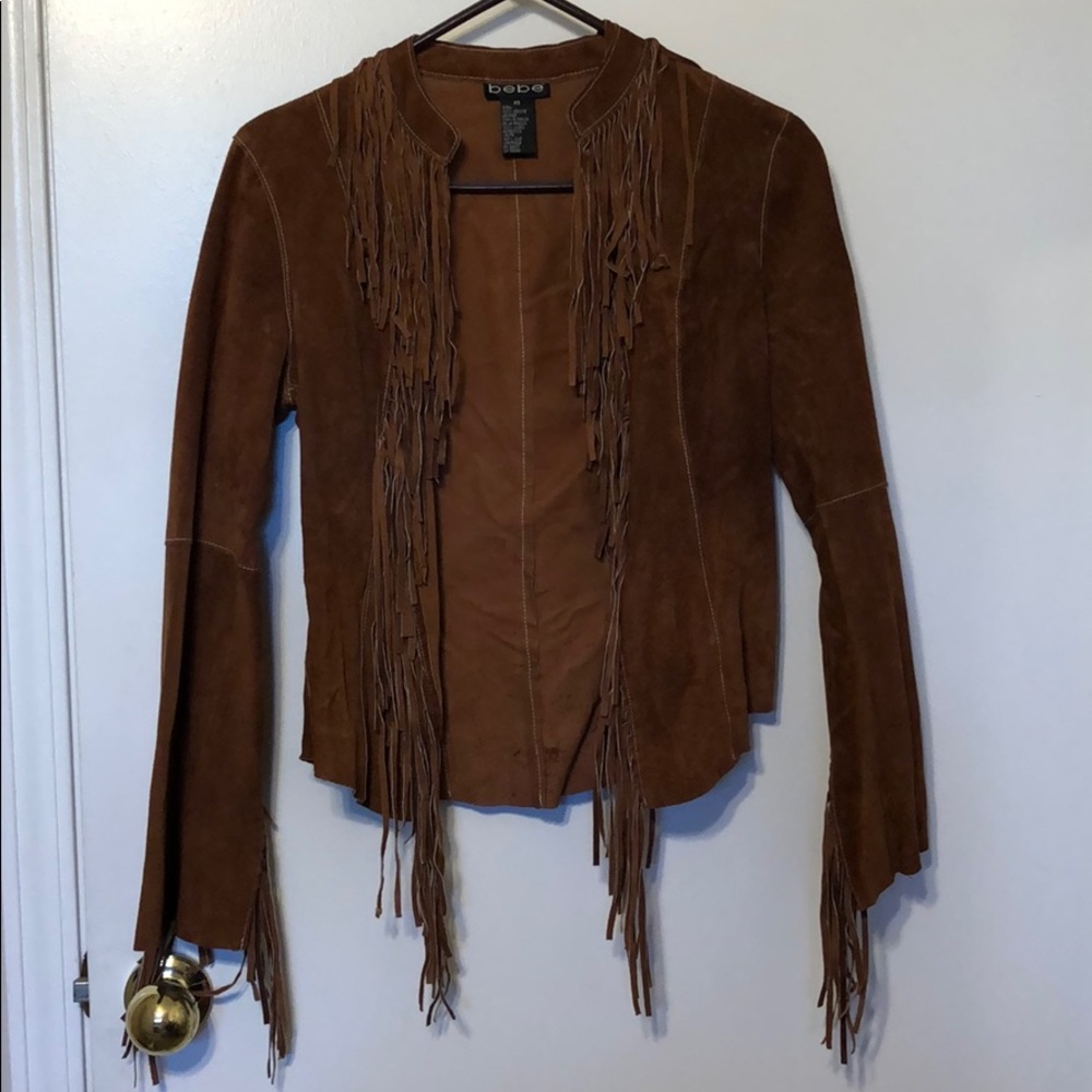Brown suede jacket with fringe